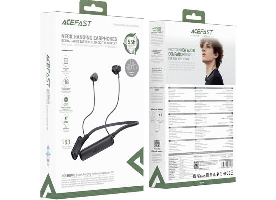 ACEFAST N8 Neck Hanging Wireless Earphones IPX4 Waterproof LED Display Bluetooth-compatible Earphones - Balck
